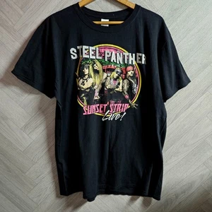 Steel Panther Sunset Strip Live 2019 Europe Tour Black Tshirt Mens Size XL Metal - Picture 1 of 5