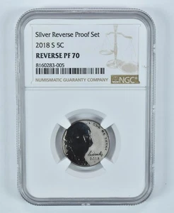 2018-S Jefferson Nickel Silver Reverse Proof Set Reverse PF70 NGC Brown *3928 - Picture 1 of 5