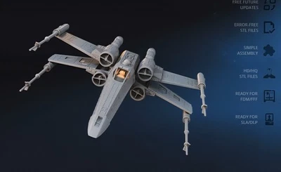 Star Wars 1/32 Scale 15"  X-wing Model Kit Custom 3d Print W Stand And Open Wing - Image 1 of 4