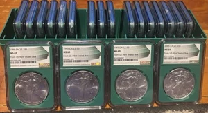 1986 - 2005 NGC MS 69 U.S Silver Eagle Graded Set of 20 Coins From Us Mint Green - Picture 1 of 7