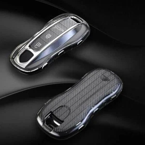 Funda protectora de poliuretano termoplástico de fibra de carbono para llave inteligente remota Porsche Panamera Cayenne Taycan - Imagen 1 de 18