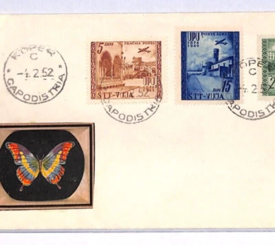 Yugoslavia TRIESTE STT-VUJA Zone B FDC 1952 UPU Anniversary Butterflies YT257 - Image 1 of 4