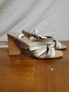 Donald Pliner Rinata Heeled Colorblock Sandals, Off White, Womens 7.5 M - Picture 1 of 7