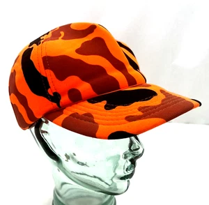 Vtg YA Hunting Safety Orange Camo Hat Cap SnapBack Korea Made OSFA Camouflage - Picture 1 of 8