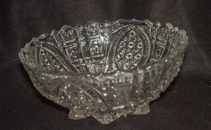EAPG Higbee FORTUNA, Perkins, 8 footed large bowl, 1910 Bee Mark - Picture 1 of 8