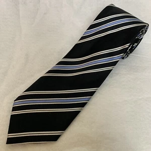 Donald J Trump Signature Necktie Black Blue Silver Striped 3.5” Wide 61.25” Long - Picture 1 of 4