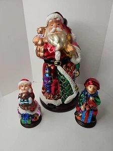 Thomas Pacconi Classics Blown Glass Santa Holiday Christmas 2004 Set Of 3 NEW - Picture 1 of 23