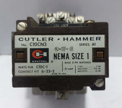Cutler Hammer C10C-1 Démarreur NEMA Taille 1 27AMP C10CN3 / 110-60CY - Photo 1/4