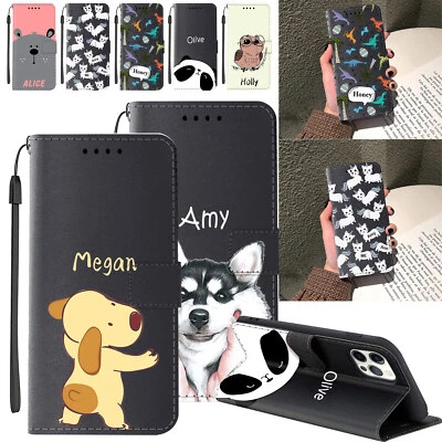 Folded Wallet Leather Personalised Case Cover For iPhone 16 Pro Max 13 12 15 14 - Image 1 of 4