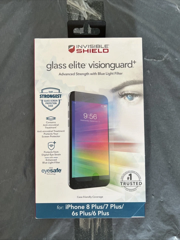Protector de pantalla Zagg Glass Elite Visionguard iPhone 8 Plus, 7 Plus 6 Plus Foto 1 de 1