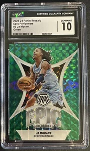 CGC 10 Ja Morant Green Prizm Mosaic Epic Performers #5 Gem Mint 2023-24 Panini - Picture 1 of 2