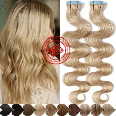 Wavy Balayage Undetectable Skin Weft 100G Tape In On Remy Human Hair Extensions - Image 1 of 4