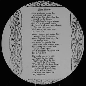 ANTIQUE Magic Lantern Slide HYMN WORDS - KIND WORDS C1890 CHRISTIAN SONG - Foto 1 di 2