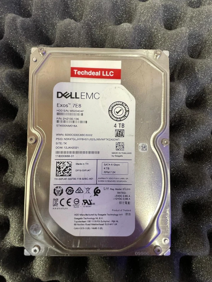 DELL EMC ST4000NM016A  HARD DRIVE 6Gbps HDD P/N: 0XPJ47 4TB 3.5" 7.2K RPM SATA - Image 1 of 1