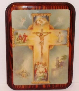Placa de Madera Vintage VIDA DE JESÚS Crucifixión Belén Última Cena - Imagen 1 de 8