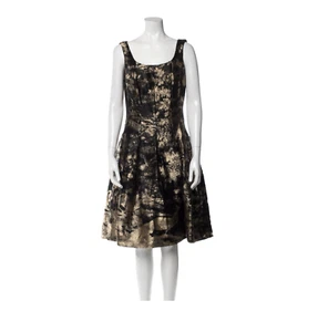 Oscar de la Renta A-Line Dress From the Fall Collection Gold Print  - Picture 1 of 9