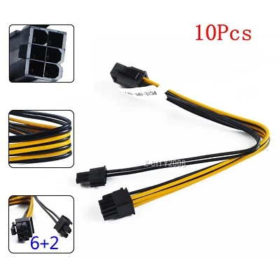 10x PCI-E PCI Express 6Pin Buchse auf 8Pin (6+2) Stecker Adapter GPU Grafikkarte Kabel - Bild 1 von 4