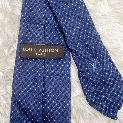 路易威登丝绸Monogram领带蓝色圆点图案二手 — 第 1/4 张图片