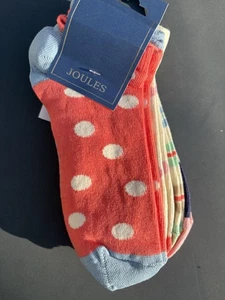 🌟Joules Women’s Rilla Trainer Socks, 5 Pack, Spot/Stripe, 4-8🌟 - Picture 1 of 6