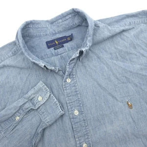 Ralph Lauren Shirt 2XLT Tall Blue Denim Classic Fit Button Down L/S Flesh Pony - Picture 1 of 12