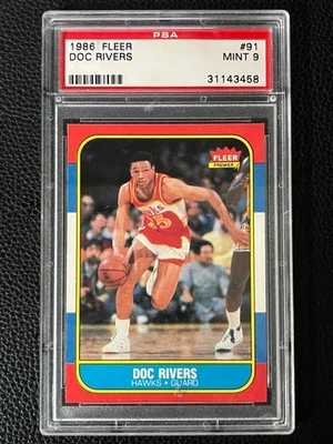 Doc Rivers Atlanta Hawks 1986-87 Fleer #91 PSA 9 - Image 1 of 2
