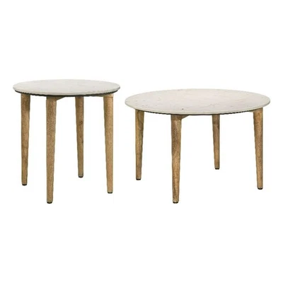 Juego de mesa de centro y auxiliar Coaster Aldis de 2 piezas de madera maciza en blanco Foto 1 de 4