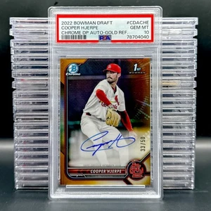 2022 Bowman #CDA-CHE Cooper Hjerpe Chrome Draft Pick Autographs Gold PSA 10 #/50 - Picture 1 of 2