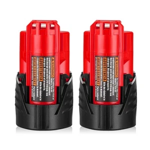 2 Packs 3.0Ah M12 Replacement Battery for Milwaukee 12V Battery for XC 48-11-... - Picture 1 of 8