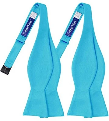  Self-Tied Satin Bow Tie Solid Tuxedo Adjustable Bowties For Turquoise Blue 2 Foto 1 de 4