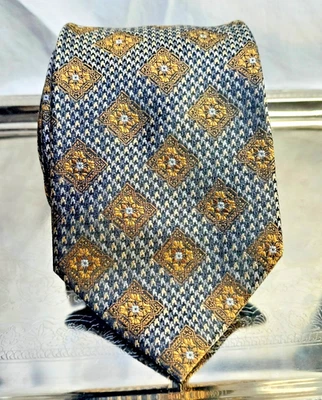 Corbata Bruno Piattelli Roma para Hombres Diseñador de Seda Geométrica Hecha a Mano Negra Dorada XLong Foto 1 de 4