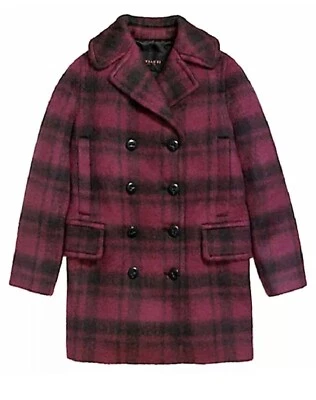 Abrigo chaqueta Coach para mujer M largo a cuadros mezcla de lana rojo arándano precio de venta sugerido por el fabricante $675 Foto 1 de 4