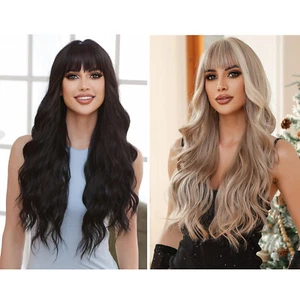 Light Brown Wig with Bangs Natural Wig Breathable Heat Resistant Synthetic T5B0 - Picture 1 of 11