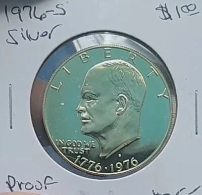 1976-S Eisenhower 40% Silver Dollar  MIRROR PROOF FINISH BRILLIANT/UNC - Image 1 of 3