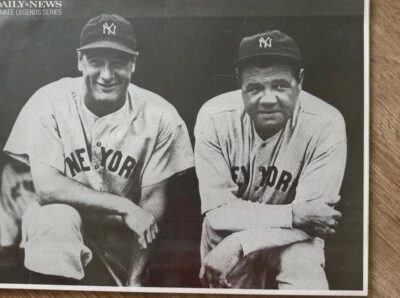 Daily News NY Yankees LEGENDS 2009 conjunto de 8 fotos de doble fila ~ Ruth Mantle Foto 1 de 4