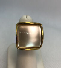Vintage 1960s Faux Mother Of PearlLuciteGoldtone Adjustable Ring .5”x.5” Snowab