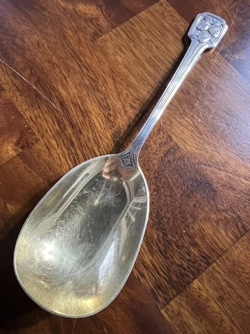 DECO STRAWBERRY by TIFFANY Sterling Silver BERRY SPOON Back NO Mono 9.25" Cover
