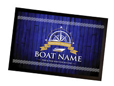 Personalised Boat Mat -  Blue wood - Sailing boat - 60x40cm Door Mat LC102