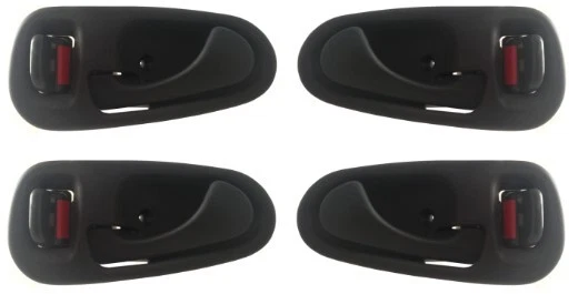 4 pc Set = Inside Door Inner Handles + Bezels Black for Mitsubishi Montero Sport - Изображение 1 из 1