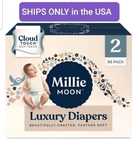 New All Natural Millie Moon Disposable Diapers Cloud Touch Softness Size 2 - Picture 1 of 6