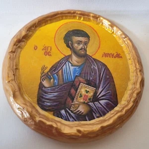 San Lucas El Evangelista Católico y Bizantino Griego Ortodoxo Icono Redondo - Imagen 1 de 3