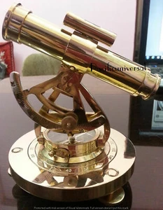 Vintage Brass Survey Theodolite Alidate Telescope Compass Joined Marine Decor - Picture 1 of 3