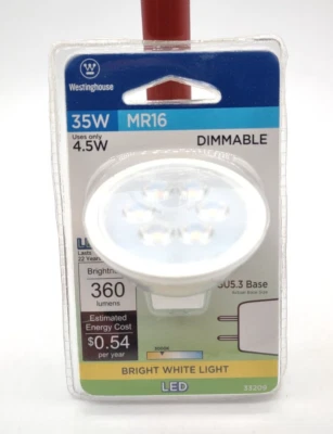 Westinghouse Bright White Light Bulbs Dimmable 35W MR16 LED 360 Lumens NEW - Image 1 of 2