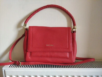 BNWOT Ted Baker Pinola 100% Real Leather Plaited handbag Red - Image 1 of 4