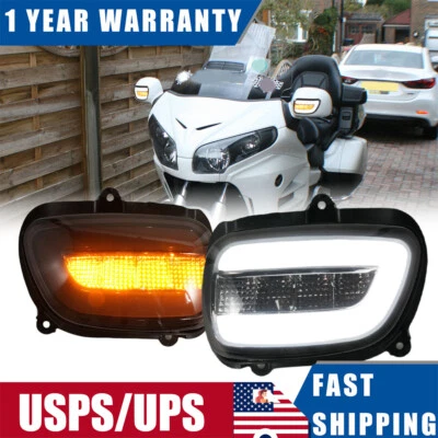 Front LED Turn Signals Amber Lights For Honda Goldwing GL1800 01-17 Left +Right - Image 1 of 4