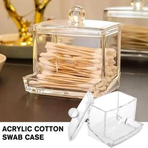 Soporte para hisopo de algodón Q-Tip dispensador hisopo de algodón caja de almacenamiento organizador transparente O6K1 - Imagen 1 de 12