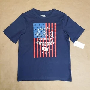 OshKosh USA Flag Tee Size 7 Navy Blue - Picture 1 of 5