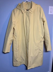 Lands' End Yellow Hooded Trench TypeCoat L Rain Belted Removable Hood And Lining - Picture 1 of 9