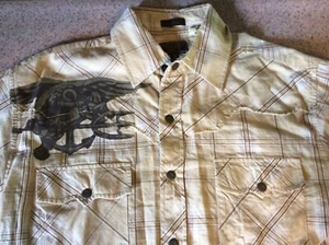FRANKY MAX WESTERN STYLE WITH SNAP CLOSURE GRAPHIC SHIRT MENS SIZE SMALL S - Picture 1 of 11