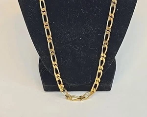 Vintage Monet Necklace 24 Inch Gold Toned Figaro Chain - Picture 1 of 5