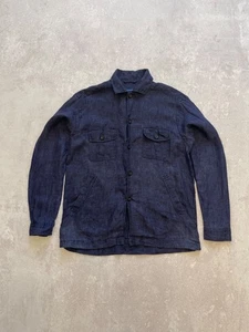 ETON Blue Linen Overshirt Jacket Men's Size M Long Sleeve - Picture 1 of 24